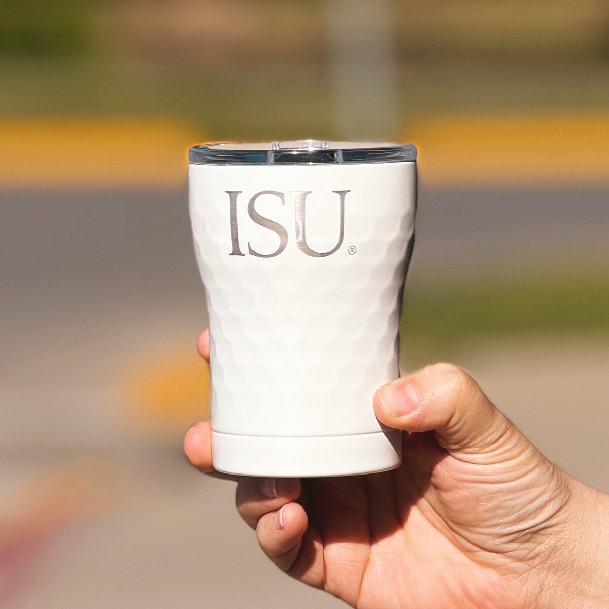 ISU White Golf Dimple Tumbler 12-oz